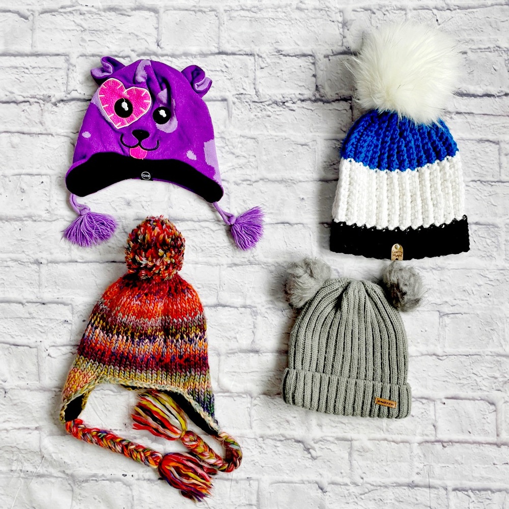 Girls Winter Hats, set of 4, assorted styles